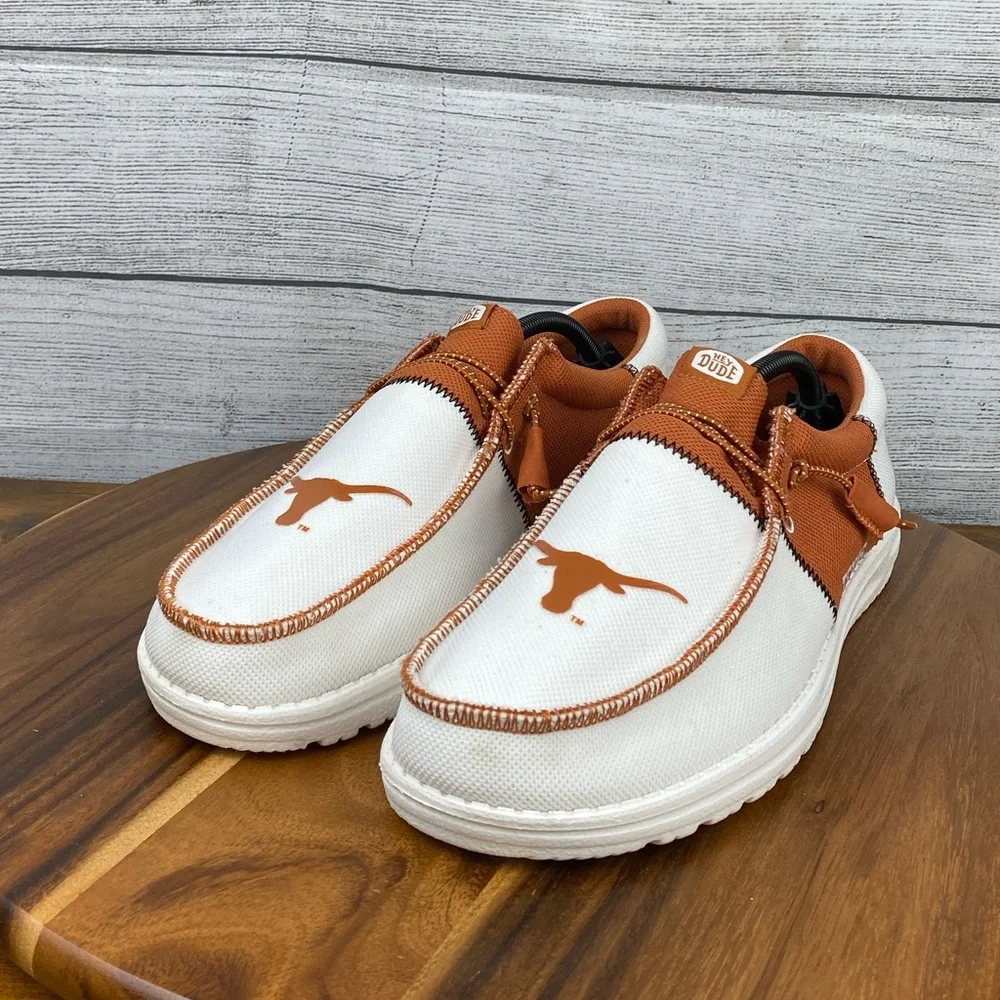 Hey Dude Wally Tri Texas Longhorns Burnt Orange White Loafers Men’s Shoe Size 11